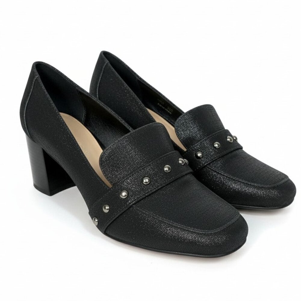 DONALD J. Pliner Loafers with Studded detail Leather Black Size 10